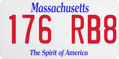 MA license plate 176RB8