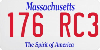 MA license plate 176RC3