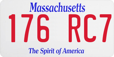 MA license plate 176RC7