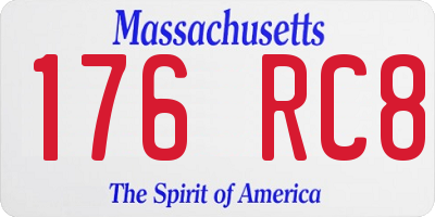 MA license plate 176RC8