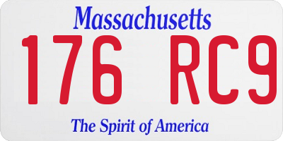 MA license plate 176RC9