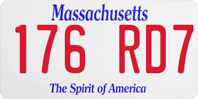 MA license plate 176RD7