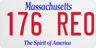 MA license plate 176RE0
