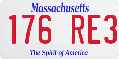 MA license plate 176RE3