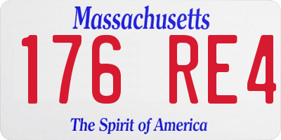 MA license plate 176RE4