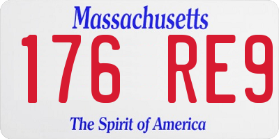MA license plate 176RE9