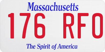 MA license plate 176RF0