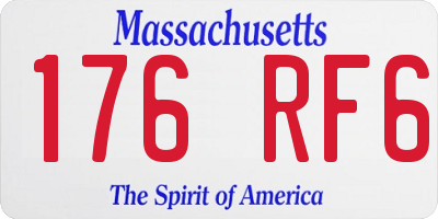 MA license plate 176RF6