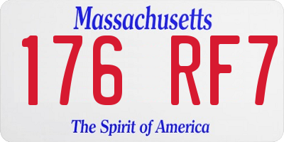 MA license plate 176RF7