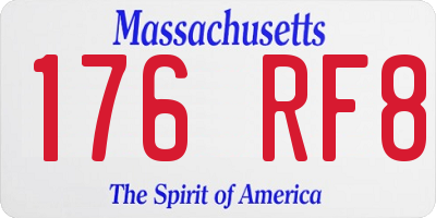 MA license plate 176RF8