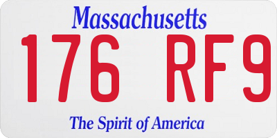 MA license plate 176RF9