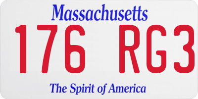 MA license plate 176RG3
