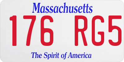 MA license plate 176RG5