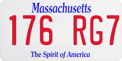 MA license plate 176RG7