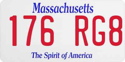 MA license plate 176RG8