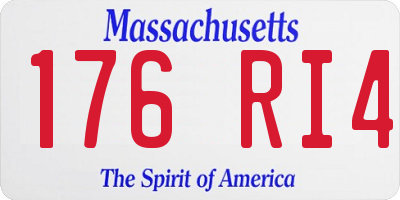 MA license plate 176RI4