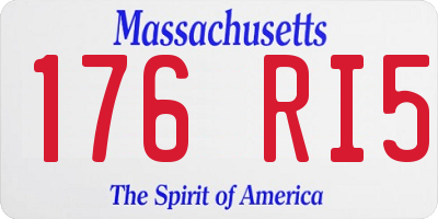 MA license plate 176RI5