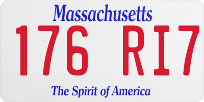 MA license plate 176RI7