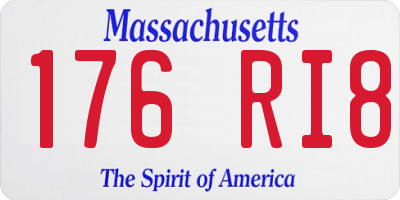 MA license plate 176RI8