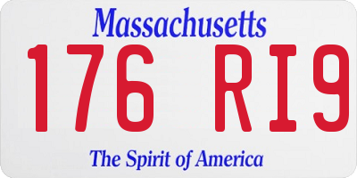 MA license plate 176RI9