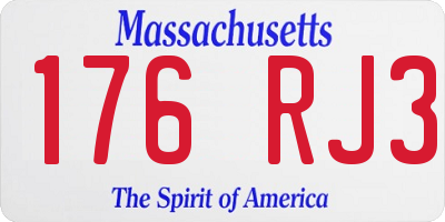 MA license plate 176RJ3
