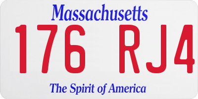 MA license plate 176RJ4