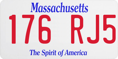 MA license plate 176RJ5