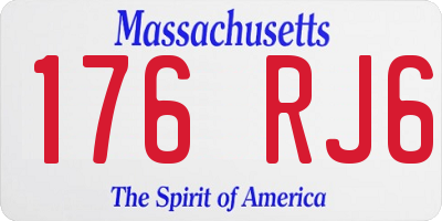 MA license plate 176RJ6