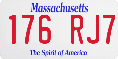 MA license plate 176RJ7