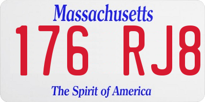 MA license plate 176RJ8
