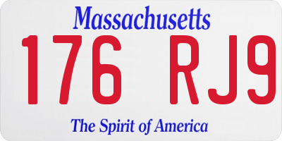MA license plate 176RJ9