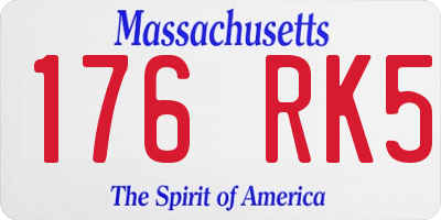 MA license plate 176RK5