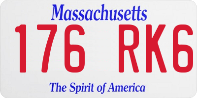 MA license plate 176RK6