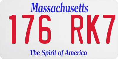 MA license plate 176RK7
