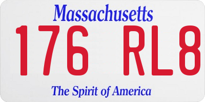 MA license plate 176RL8