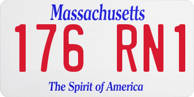 MA license plate 176RN1