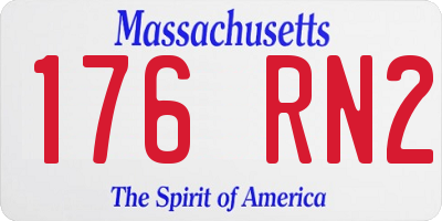 MA license plate 176RN2