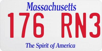 MA license plate 176RN3