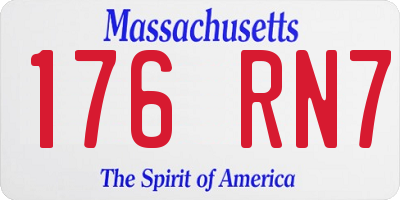 MA license plate 176RN7