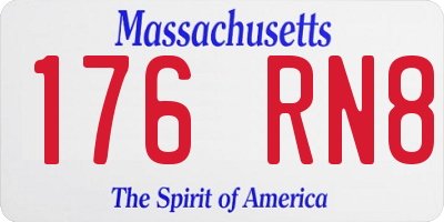 MA license plate 176RN8