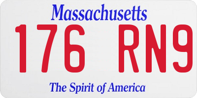 MA license plate 176RN9