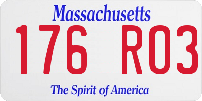 MA license plate 176RO3
