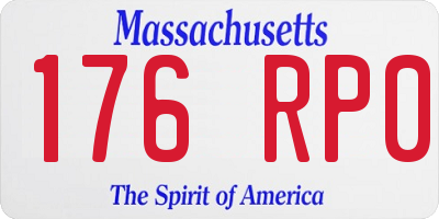 MA license plate 176RP0