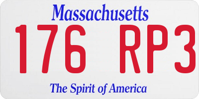 MA license plate 176RP3