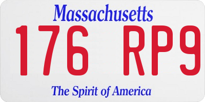 MA license plate 176RP9