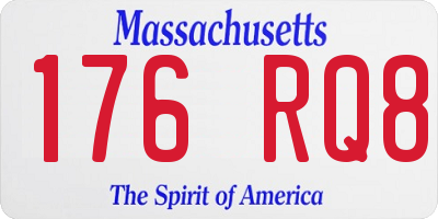 MA license plate 176RQ8