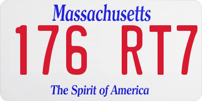 MA license plate 176RT7