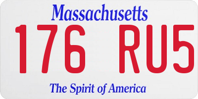 MA license plate 176RU5