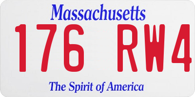 MA license plate 176RW4