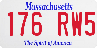 MA license plate 176RW5